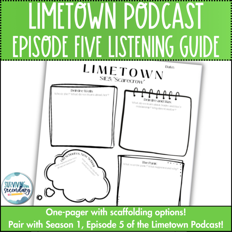 Limetown Episode 5 Podcast Listening Guide - One-Pager with Scaffolding Options!