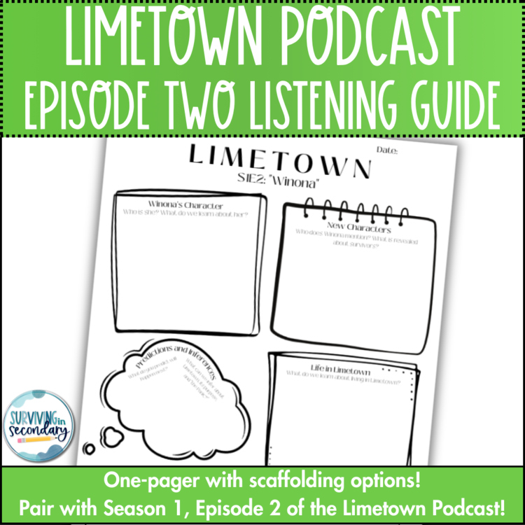 Limetown Episode 2 Podcast Listening Guide - One-Pager with Scaffolding Options!