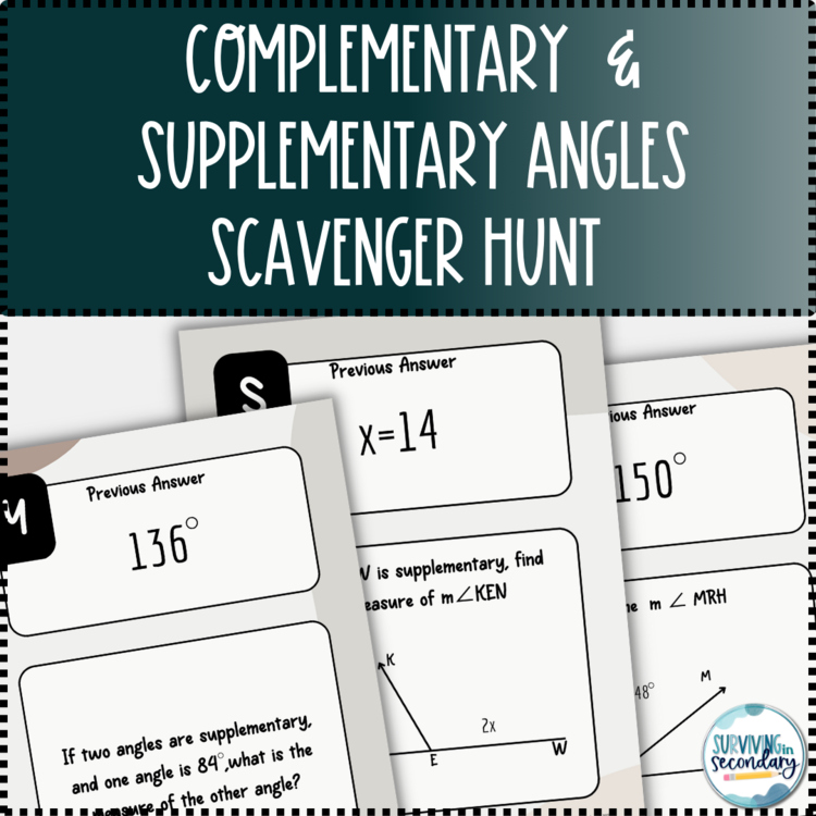 Complementary and Supplementary Angles Scavenger Hunt