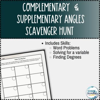 Complementary and Supplementary Angles Scavenger Hunt, image 2