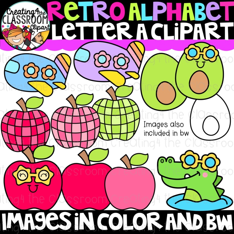 Letter A Clipart {Groovy Alphabet Clipart}