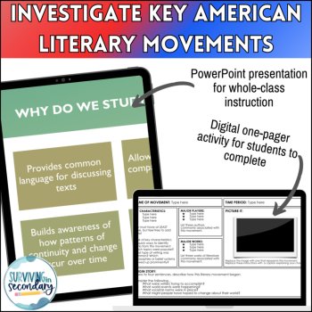American Literature Movements & Time Periods - Digital One-Pager and Slideshow, image 2