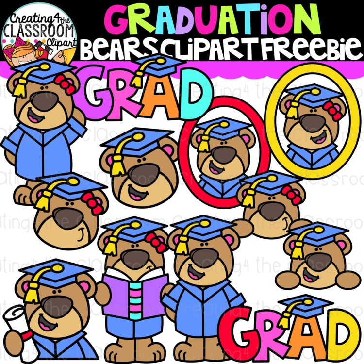 **New- Grad Bears Clipart Freebie {Graduation Clipart}