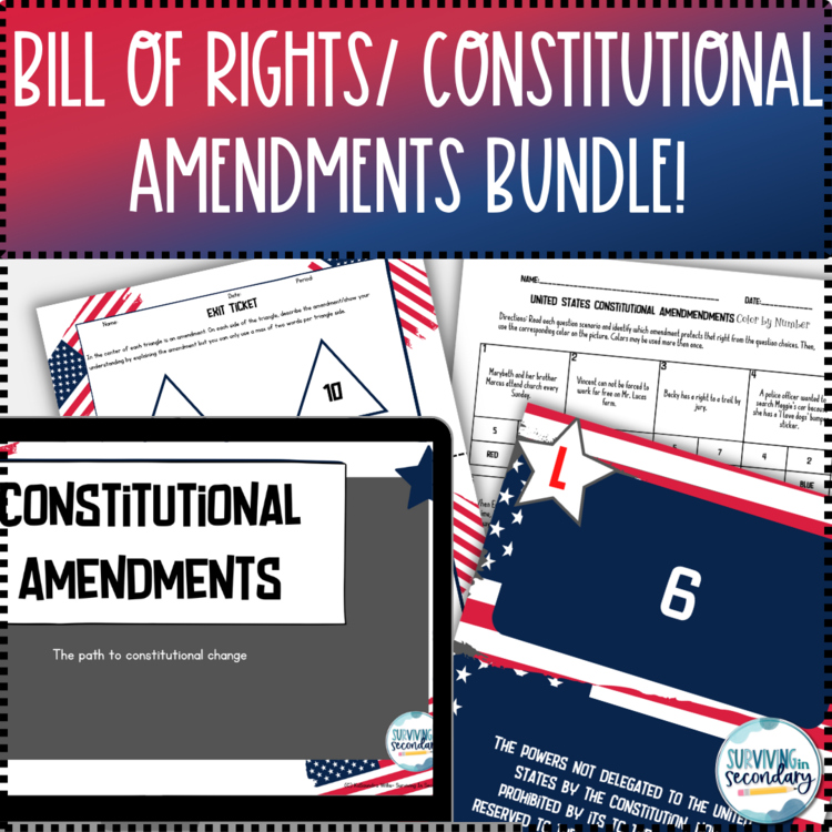 Constitutional Amendments & Bill of Rights Lesson & Activities Bundle