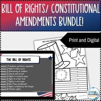 Constitutional Amendments & Bill of Rights Lesson & Activities Bundle, image 2