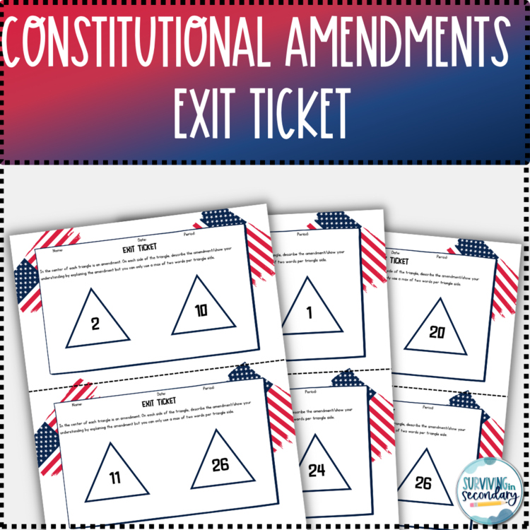Constitutional Amendments Review and Assessment Exit Tickets