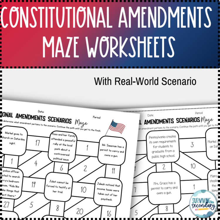 Constitutional Amendments Scenarios Maze Worksheet Review