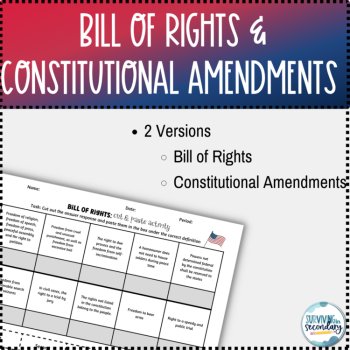 Bill of Rights & Constitutional Amendments Cut and Paste Activities, image 2