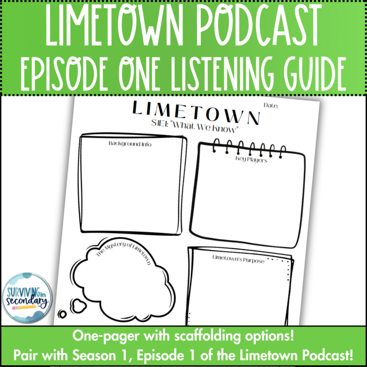 FREEBIE! Limetown Episode 1 Podcast Listening Guide with Scaffolding Options