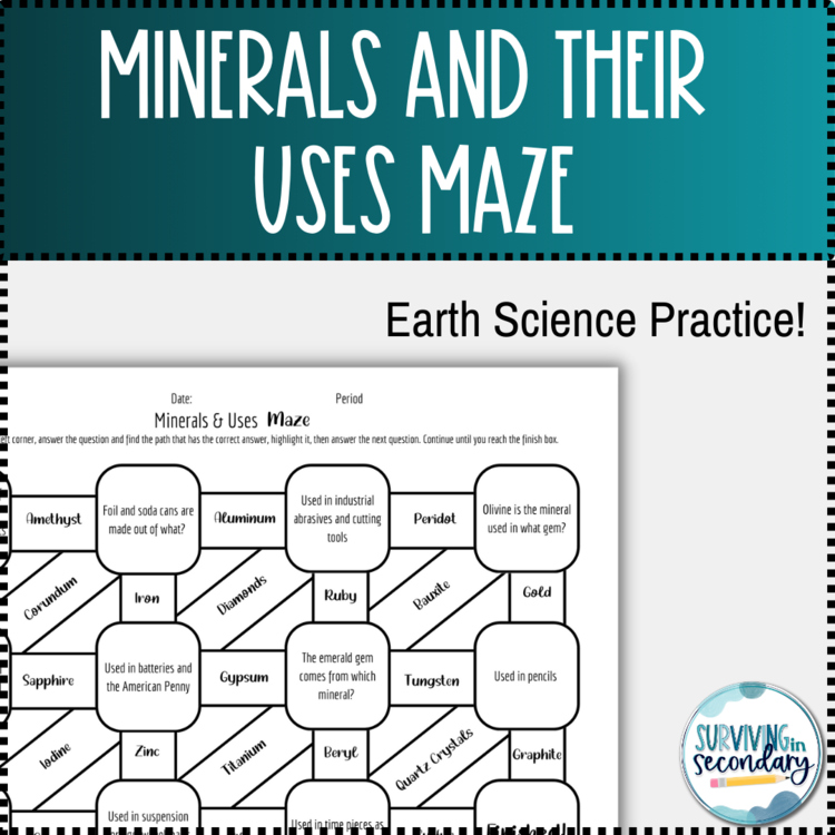 Minerals and Their Everyday Uses Maze Worksheet