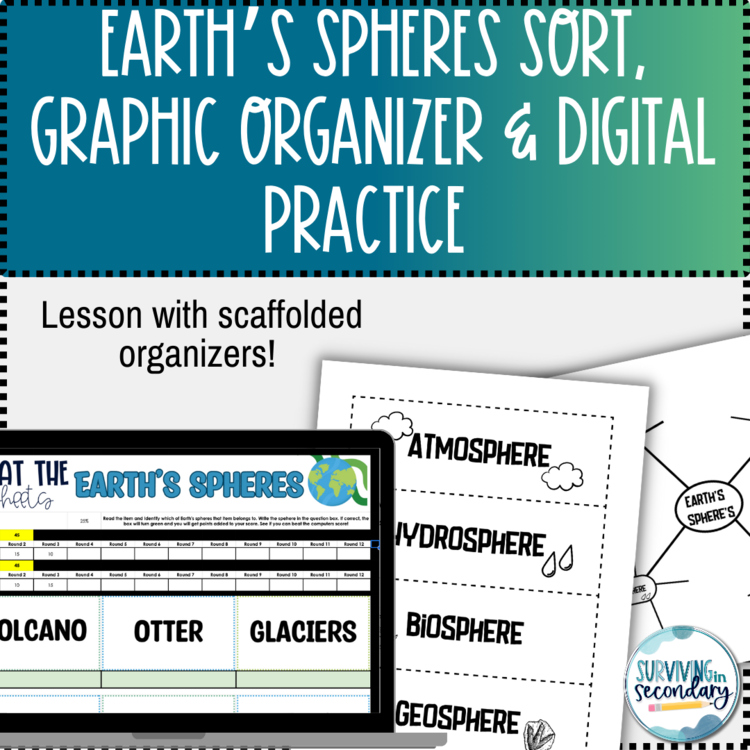 Earth’s Spheres Sorting Activity, Graphic Organizer and Digital Practice Lesson