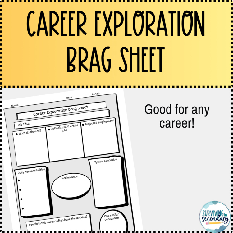 Career Exploration One-Pager Graphic Organizer