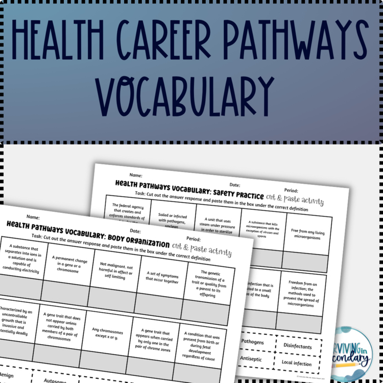 Healthcare Career Pathways Vocabulary Activities