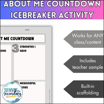 About Me Countdown - Back to School Ice Breaker Activity, image 2