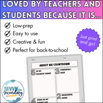 About Me Countdown - Back to School Ice Breaker Activity, image 3