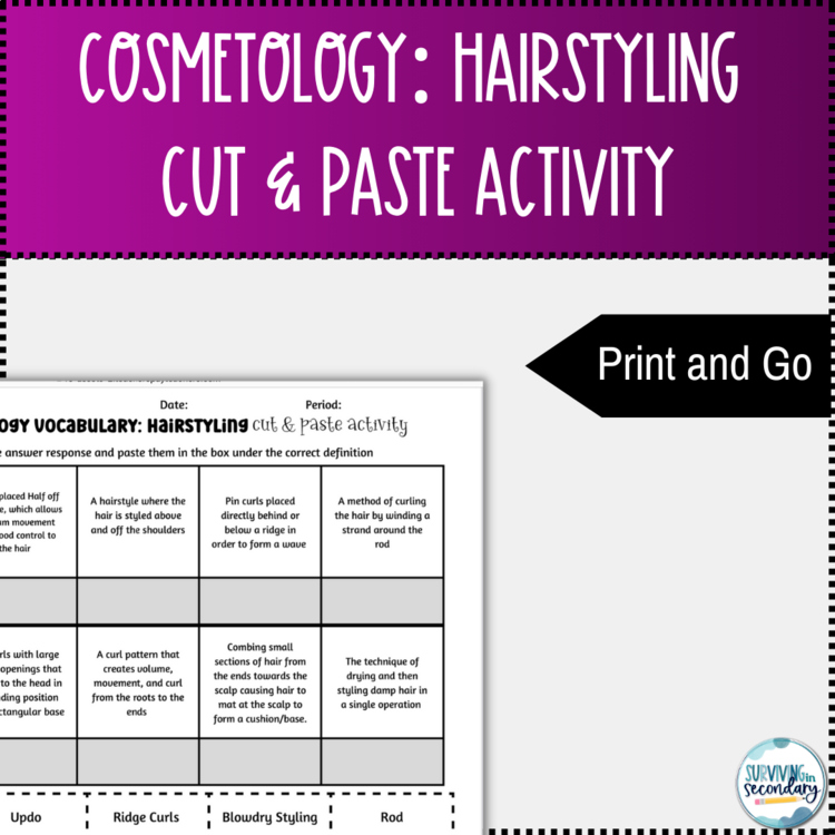 Cosmetology Hairstyling Vocabulary Activity
