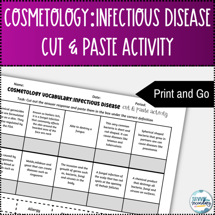 Cosmetology Infectious Diseases Vocabulary Activity