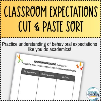 Back to School Classroom Expectations EDITABLE Cut and Paste Sort, image 2