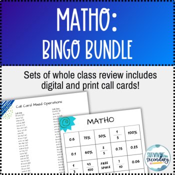 MATHO - Math Bingo Bundle for Pre-Algebra and Algebra Review, image 2
