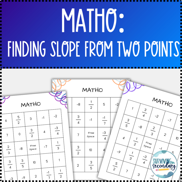 Math Bingo Finding Slope from Two Points Review Game