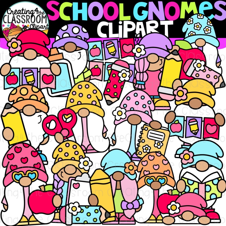 School Gnomes Clipart {Groovy Clipart}