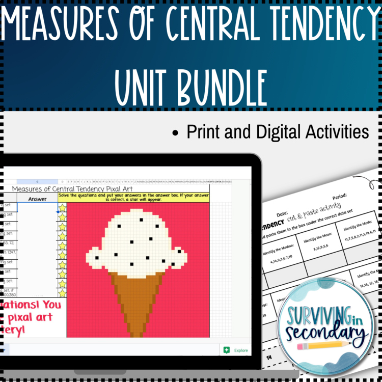 Measures of Central Tendency- Mean, Median, Mode and Range Bundle