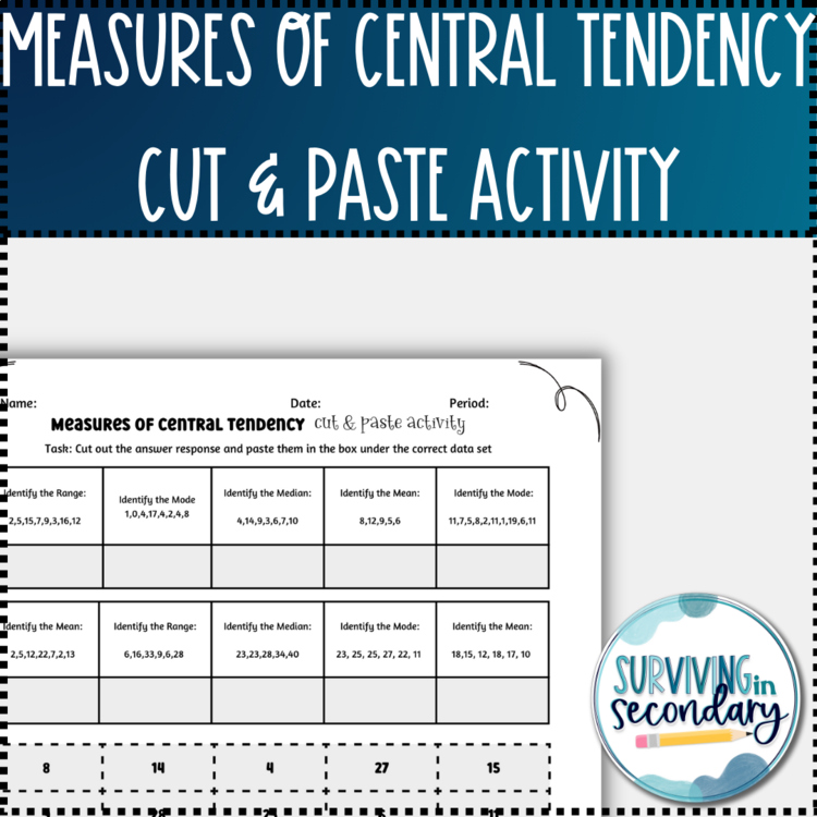 Measures of Central Tendency Cut & Paste Activity