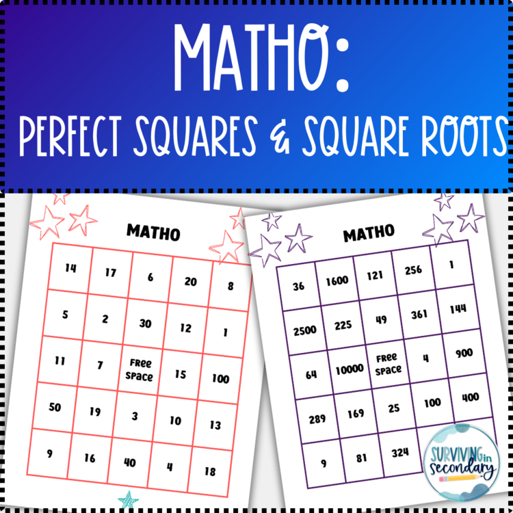 Math Bingo Perfect Squares AND Square Roots Game Review