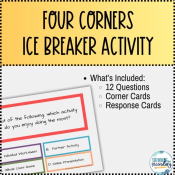 Back to School Four Corners Ice Breaker with SEL Questions for High School, image 2