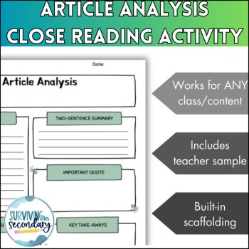 Article Analysis One-Pager - Works with ANY ARTICLE in ANY CLASS!, image 2