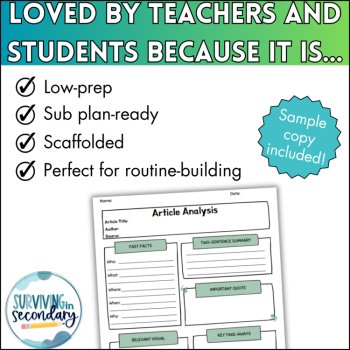 Article Analysis One-Pager - Works with ANY ARTICLE in ANY CLASS!, image 3