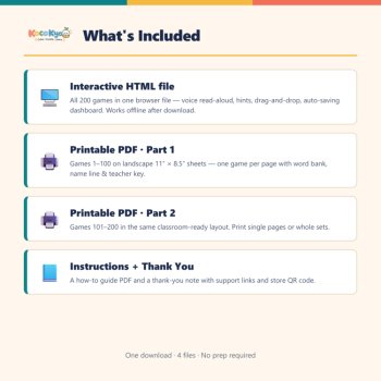 200 K–2 Phonics Games Interactive HTML | Self-Checking Phonics Practice, image 2