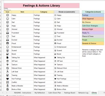 K-5 Behavior Reflection Sheet | Visual Feelings + Calm-Down | Excel + PDF, image 2