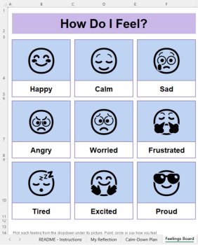 K-5 Behavior Reflection Sheet | Visual Feelings + Calm-Down | Excel + PDF, image 3