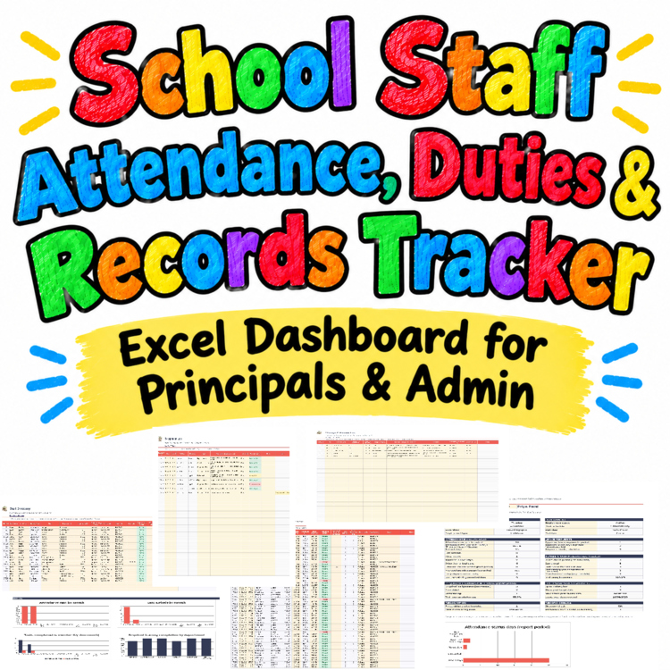 School Staff Attendance, Duties & Records Tracker | Excel +Google sheet