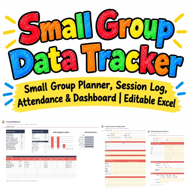 K-5 Small Group Data Tracker | Planner, Session Log, Attendance & Dashboard
