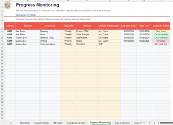 IEP Goal Progress Monitoring Tracker K–12 Baseline Data Collection & Automation, image 3