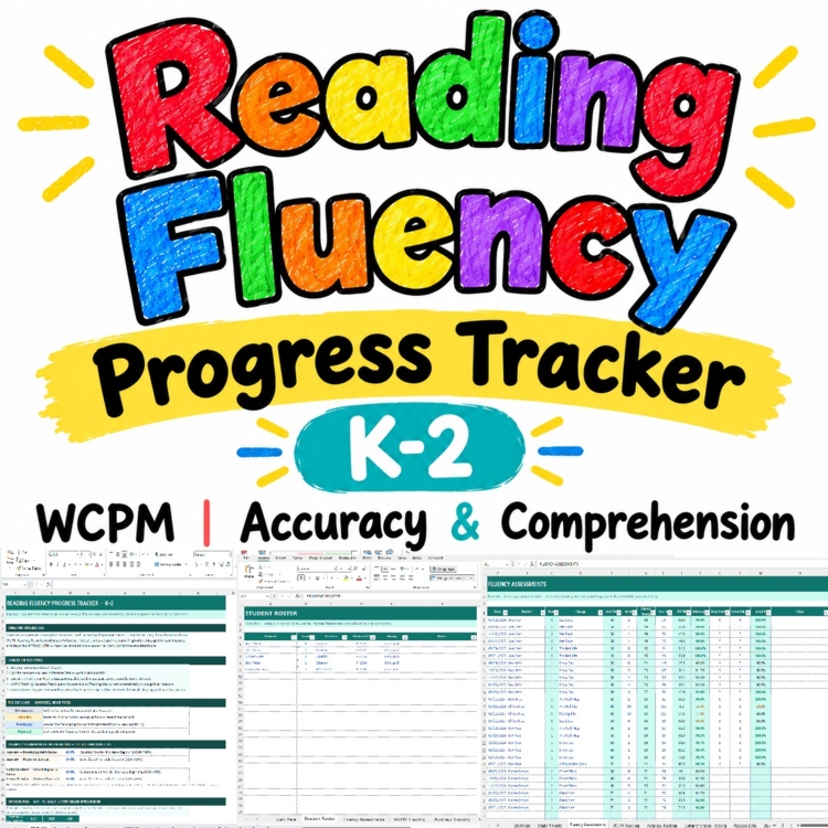 Reading Fluency Progress Tracker K-2 | WCPM, Accuracy & Comprehension | Editable