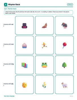 Kindergarten Language Games | Print-and-Go | Rhyming, Syllables, Compound Words, image 2
