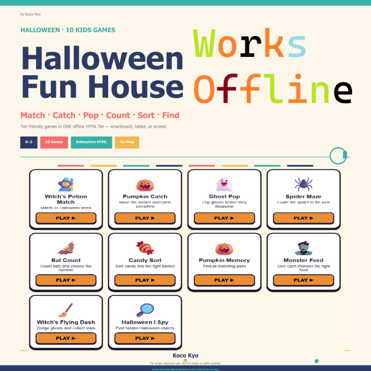 Halloween Fun House | 10 Interactive Halloween Games for Kids | No-Prep Digital