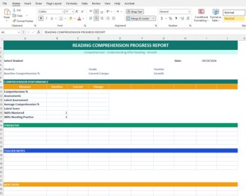 Reading Comprehension Progress Tracker K–2 | Excel + Google Sheets + PDF, image 4