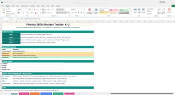 Phonics Skills Mastery Tracker K–2 |16 Skills |BOY, MOY & EOY |Excel + Pdf Print, image 4