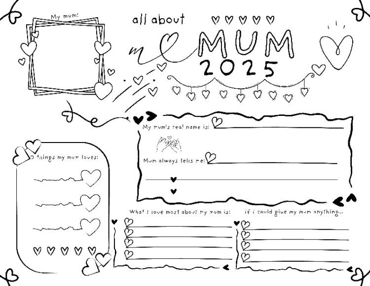 All About My Mom Worksheet | Mother's Day Activity | 11 x 8.5 in Printable