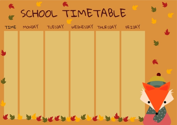 School Timetable, Fox Timetable