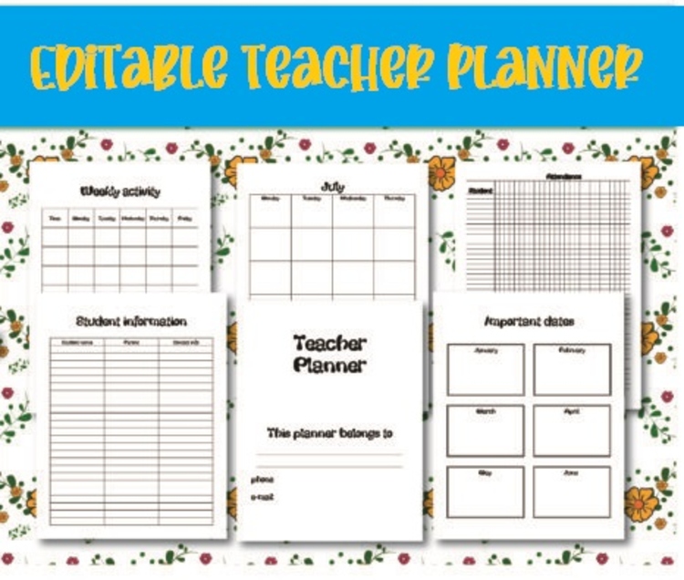 Teacher Planner Editable PowerPoint Teacher Planner (so you can make changes)