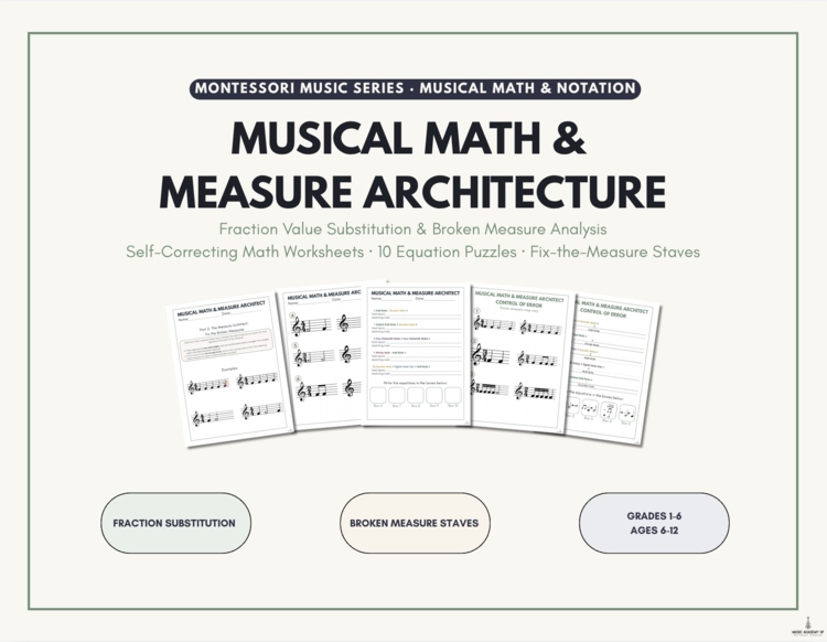 Musical Math & Measure Architect Rhythm Worksheets | Note Values | Montessori