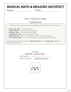 Musical Math & Measure Architect Rhythm Worksheets | Note Values | Montessori, image 2