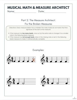 Musical Math & Measure Architect Rhythm Worksheets | Note Values | Montessori, image 3