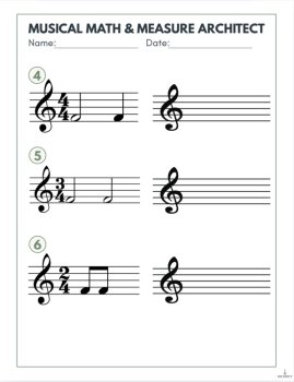 Musical Math & Measure Architect Rhythm Worksheets | Note Values | Montessori, image 4