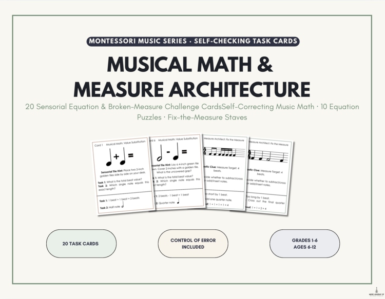 Rhythm Task Cards Musical Math & Measure Architect | Note Values | Montessori